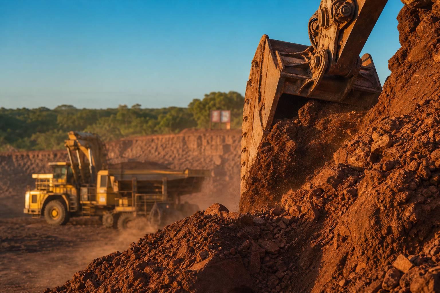 Engin de chantier minier dans une mine de charbon à ciel ouvert au Mozambique