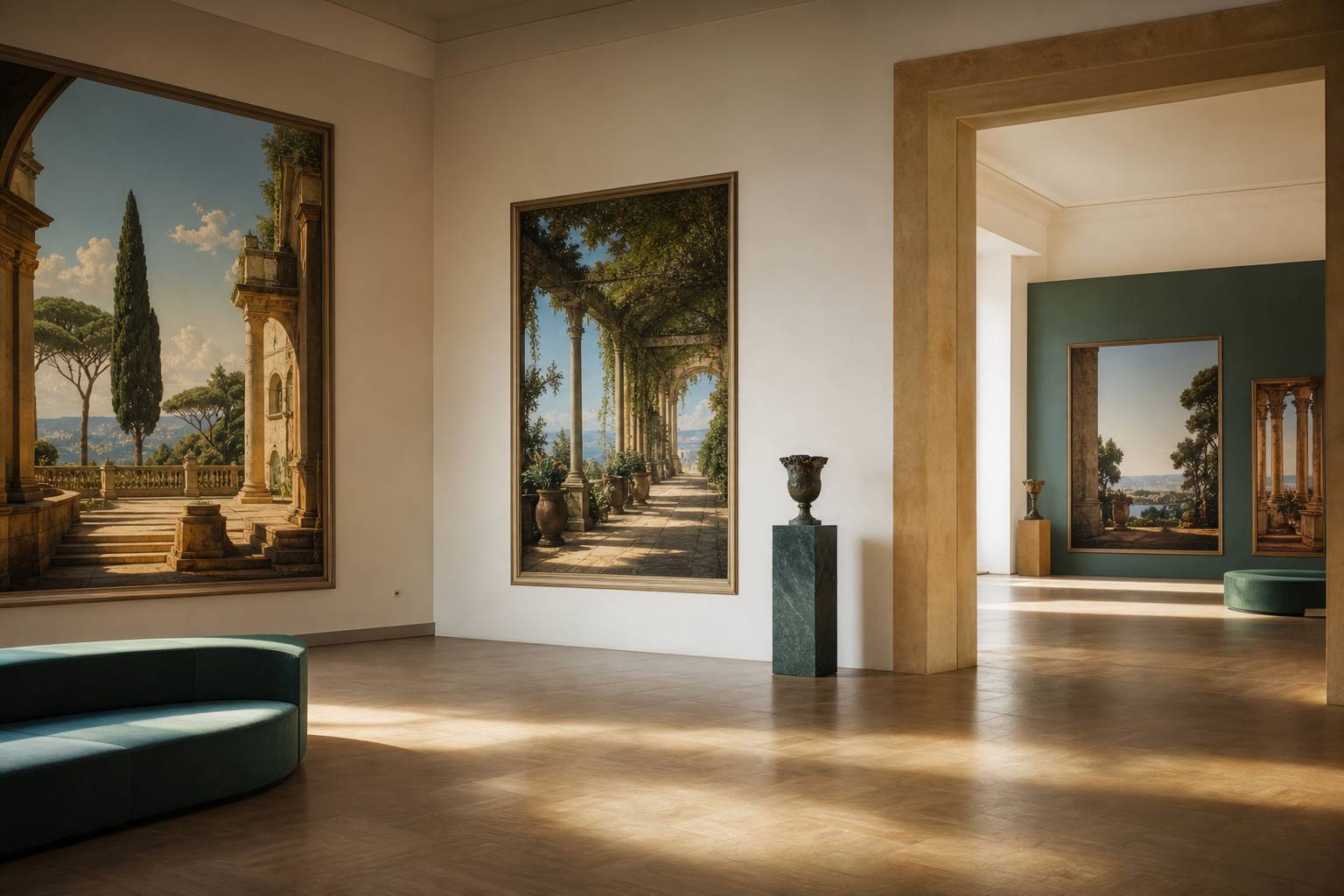 Salle d exposition avec tableaux en trompe-l-oeil dans un musee parisien