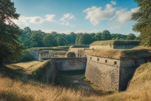 Fortification en pierre du dix-neuvième siècle dans un parc boisé