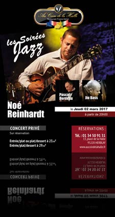 Noé Reinhardt en concert : Au coin de la Halle (Restaurant, Pizza, banquet, reception, Herblay, La Frette sur Seine, Cormeilles en Parisis - 95)